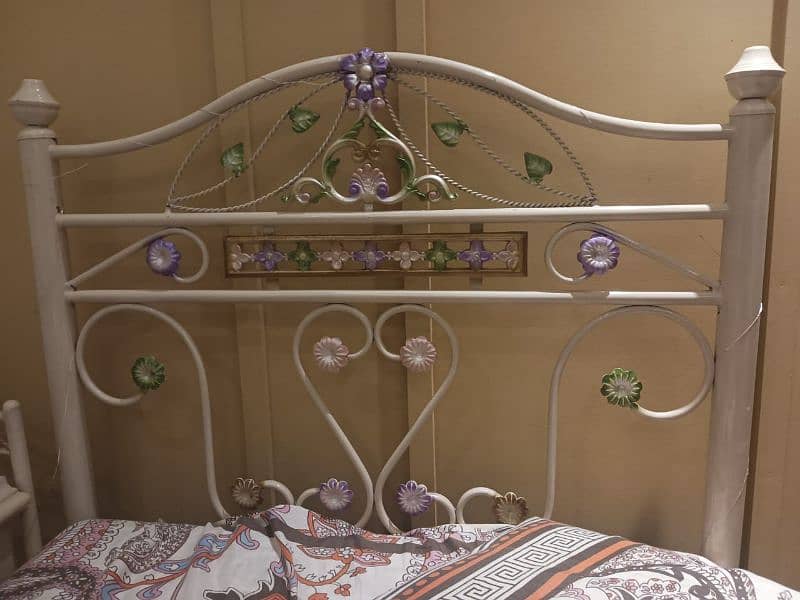 2 Set of Iron Single Bed With Side Tables and matresses 2