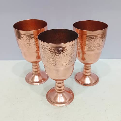 Set of 3 Vintage Copper Goblet Glasses, Each Weights 180g 1