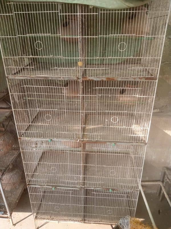 cages 8 portions size 15/15 lovebirds or cocktail k box bhi hai 8