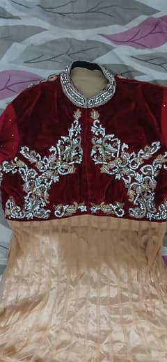 Elegant Red Maroon and Gold (36) Pannels Frock