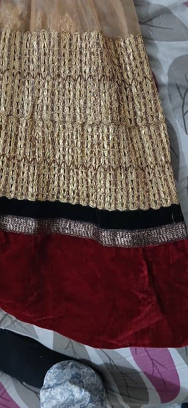 Elegant Red Maroon and Gold (36) Pannels Frock 5