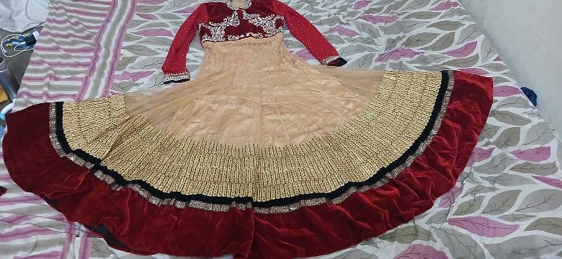 Elegant Red Maroon and Gold (36) Pannels Frock 6