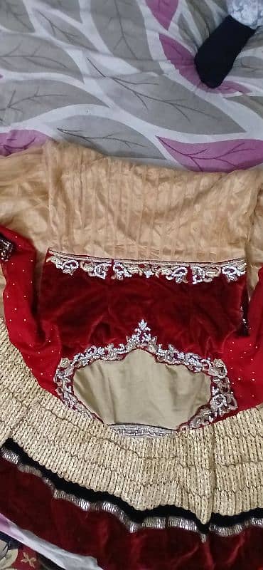 Elegant Red Maroon and Gold (36) Pannels Frock 9