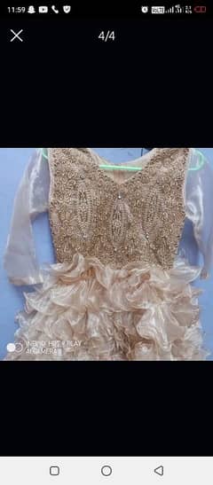 10 to 12 age baby girl golden long tail fairy frock