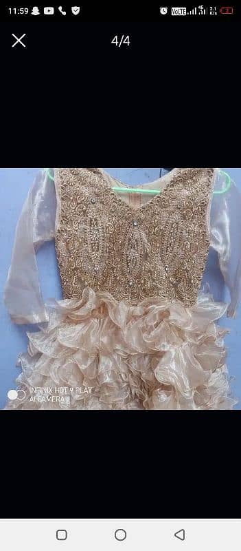 10 to 12 age baby girl golden long tail fairy frock 0