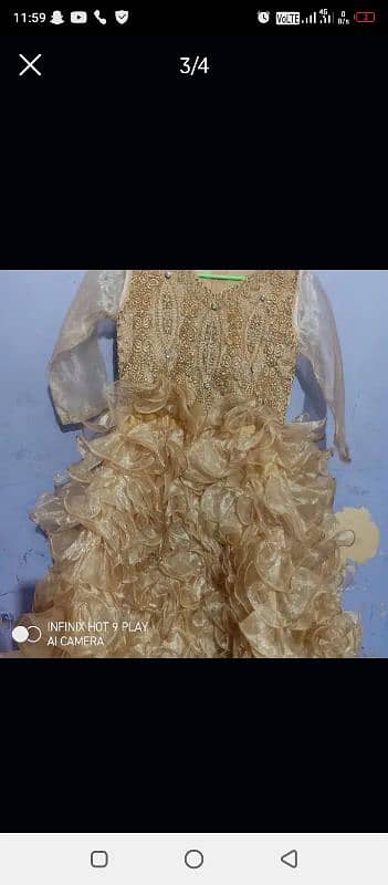 10 to 12 age baby girl golden long tail fairy frock 1