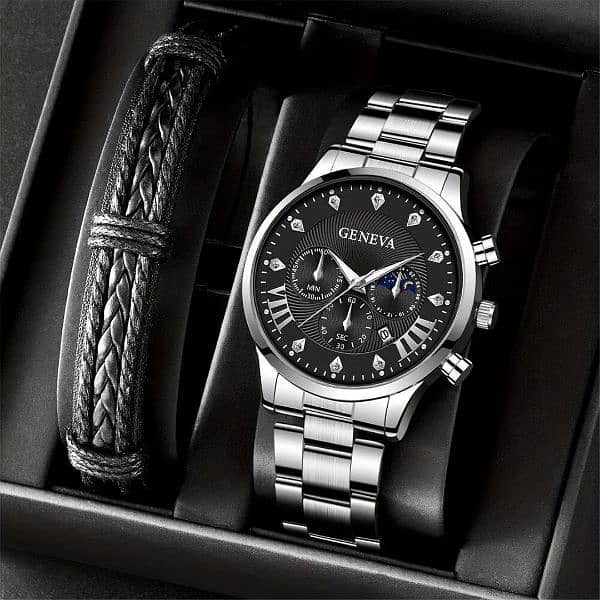 Men's Diamond Steel Watch-Business quartz 0