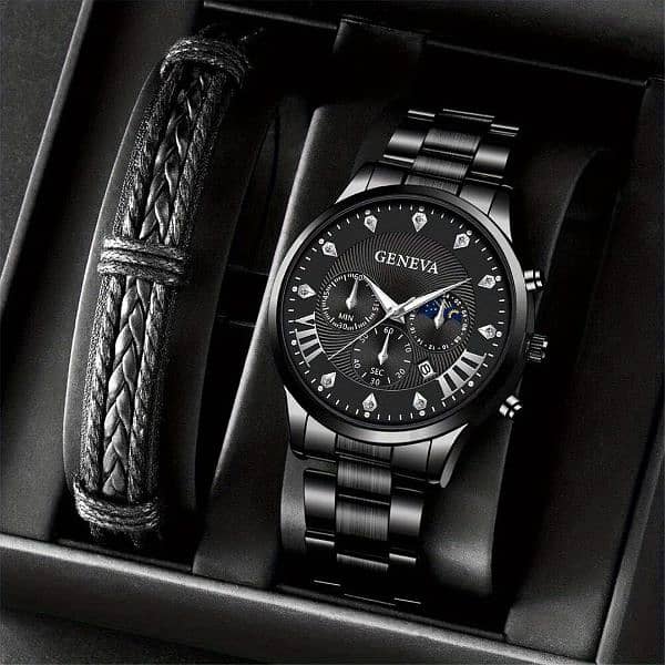 Men's Diamond Steel Watch-Business quartz 2