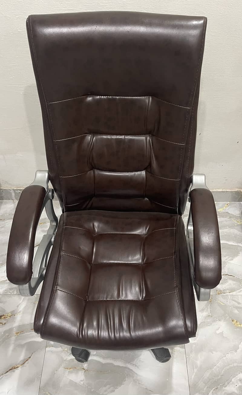 Brown Leather Office Chair - Great Condition 1