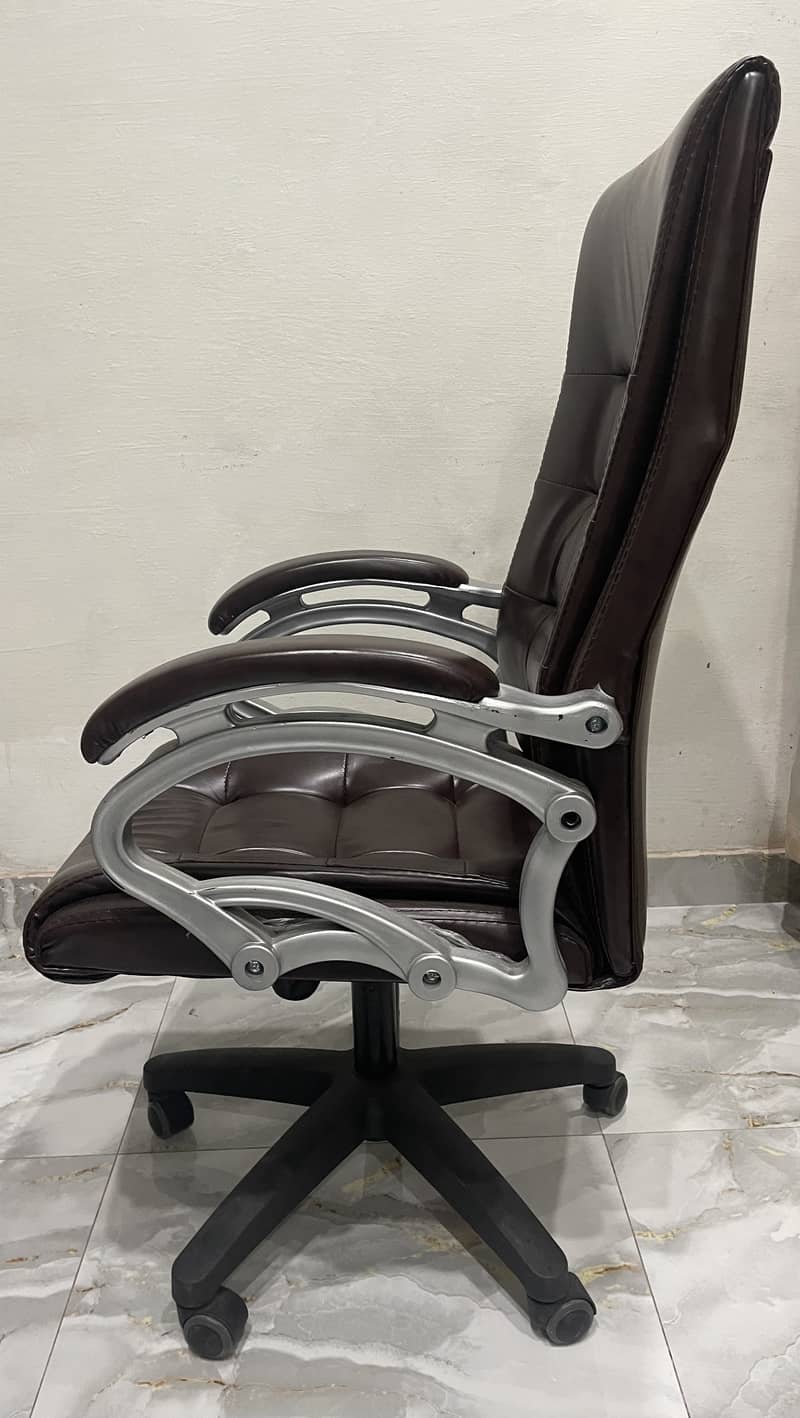 Brown Leather Office Chair - Great Condition 3