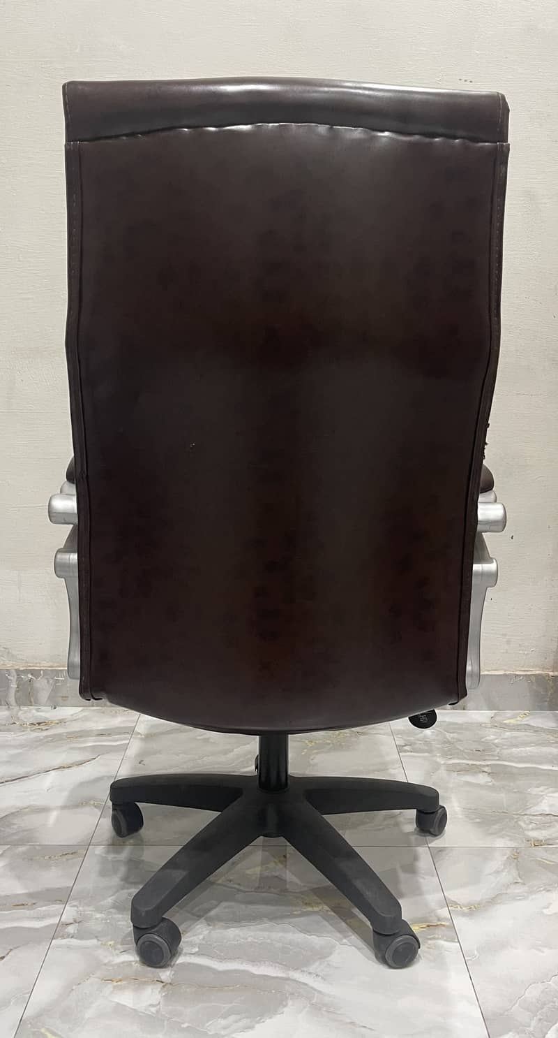 Brown Leather Office Chair - Great Condition 4