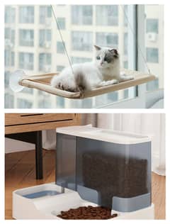 Hanging Cat Bed, Cat Hammock / Cat Food Dispenser Drinking Water.