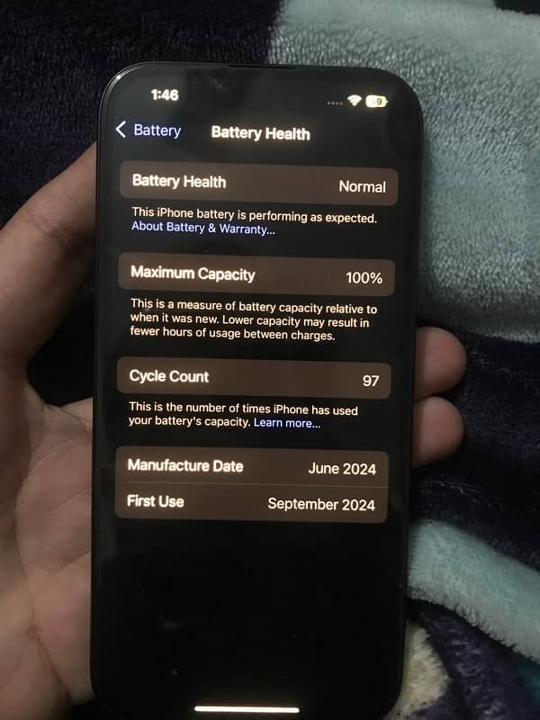 iPhone 15 pro Jv 128 C/A model 100 health 2