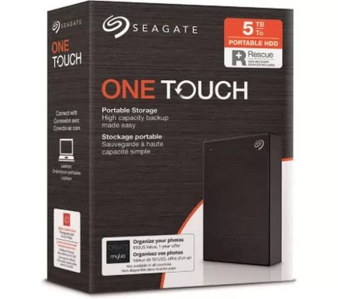 Seagate 5TB Portable Hard Drive One Touch External Hard Drive 3