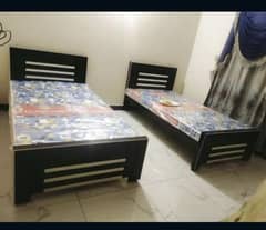 single bed / poshish bed / side tables / solid wooden bed set / bed