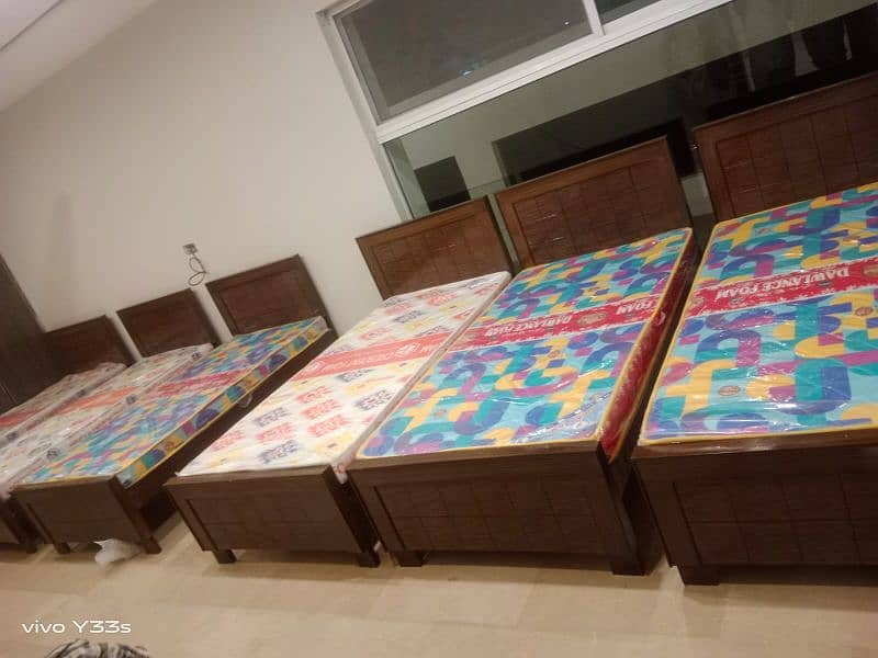 single bed / poshish bed / side tables / solid wooden bed set / bed 1