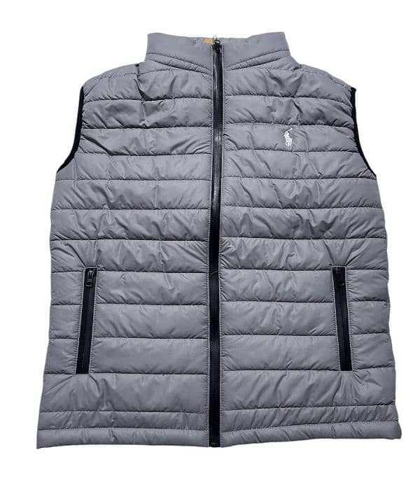 Mens polyester puffer jacket grey color 1