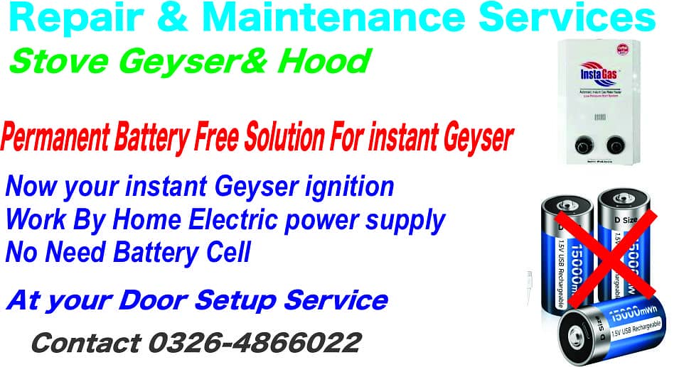 instant Geyser Battery free Solution & Stove kitchen Hood 0