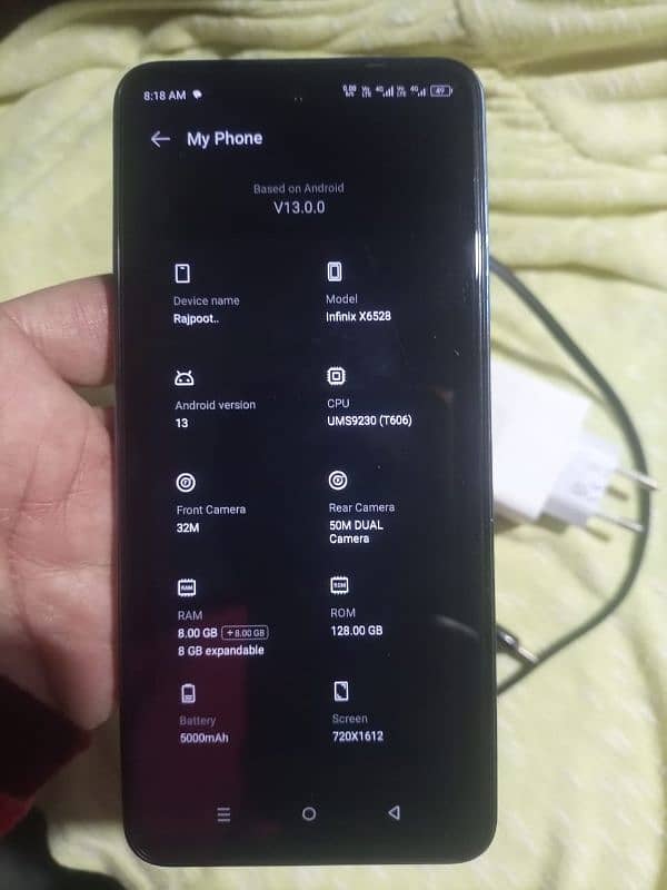 infinix hot 40 PTA proof 8. RAM 128. ROM all ok no open condition 10. 2