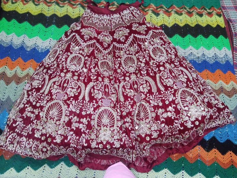 Bridal Redish Maroon Velvet Lehnga Dress 1