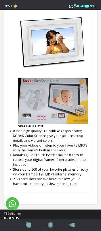 Kodak M 820 Digital photo frame 7