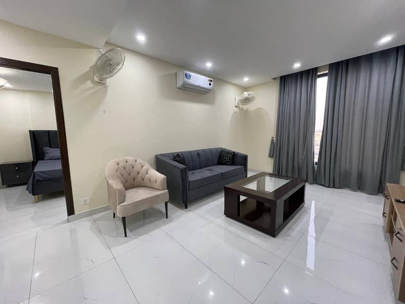 1 Bedroom VIP Full furnish flat per day available in Bahria town Lahore 11