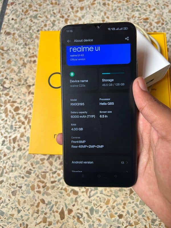 Realme c25s (4/128) 10/9 condition complete box 9