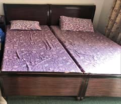 Bed set with side tables and mattresses