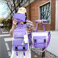 4 PCS Canvas Backpack Set