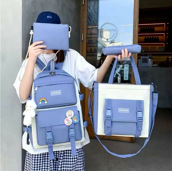 4 PCS Canvas Backpack Set 1