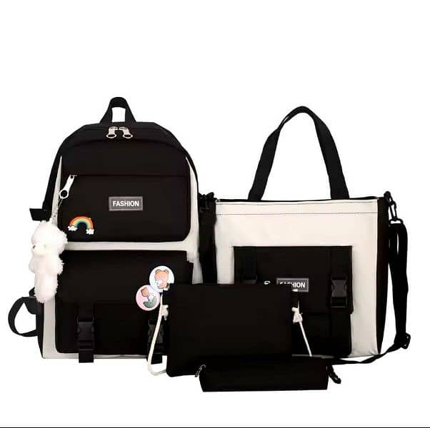 4 PCS Canvas Backpack Set 2