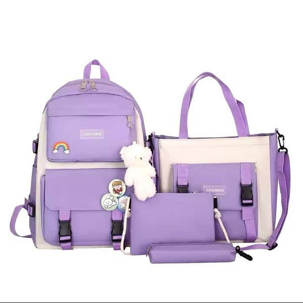 4 PCS Canvas Backpack Set 3