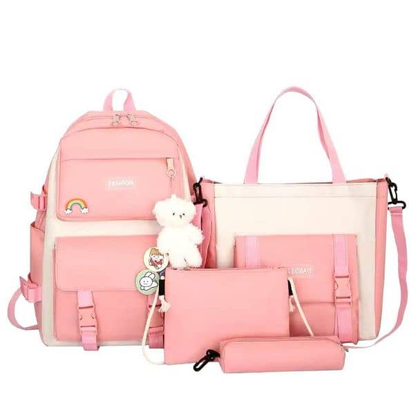 4 PCS Canvas Backpack Set 8