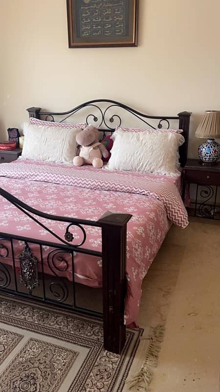 wooden and Iron Mix Double Bed 0