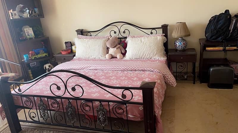 wooden and Iron Mix Double Bed 2