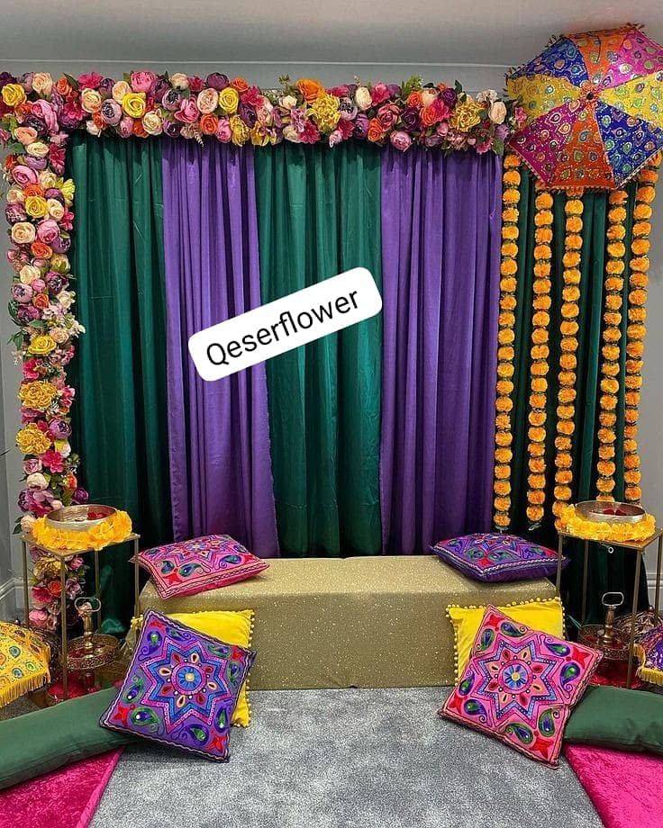 Nikkah decoration/barat decor/mehndi decor/event decoration/car decor 17