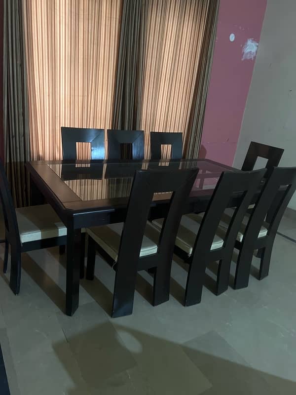 8 seater wooden and glass dining table set 1