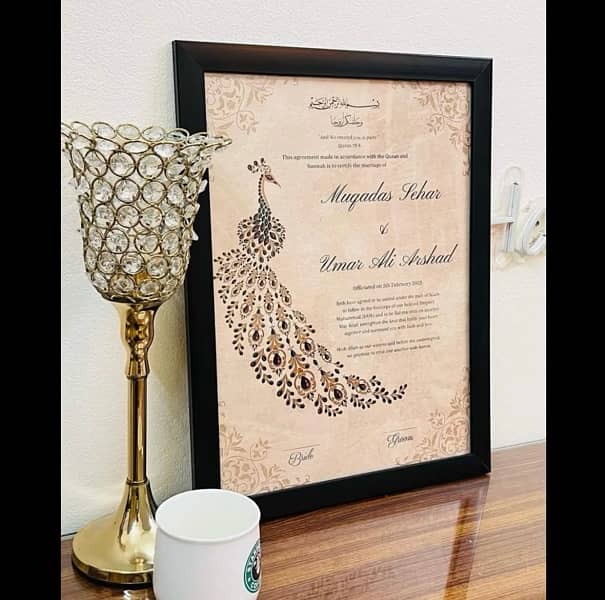 Custumize Nikkah Certificate Black frame with A4 size, 1