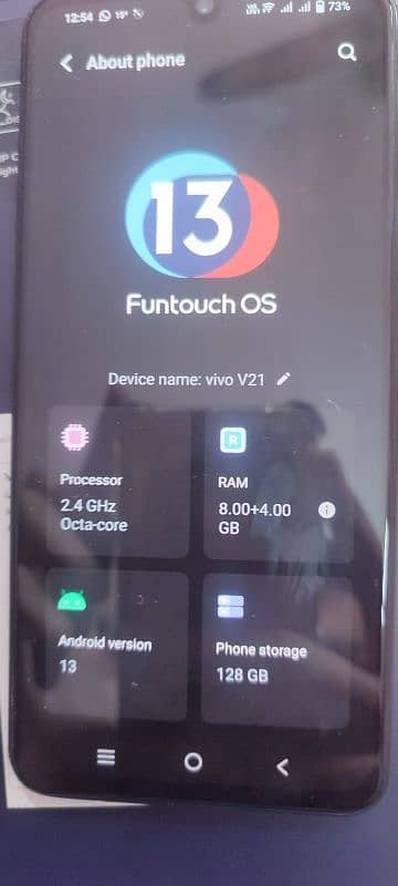 Vivo V21 8+4 RAM 128 ROM 10/10 3