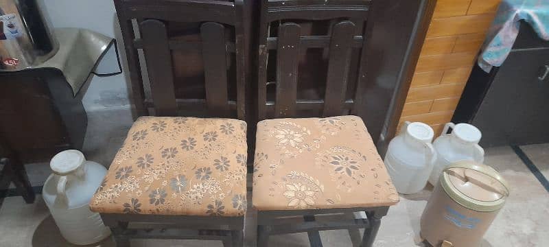 Dining table (solid wood] 6 chairs for sale 5