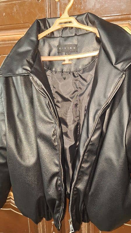 Oversized baggy black leather faux jacket 2