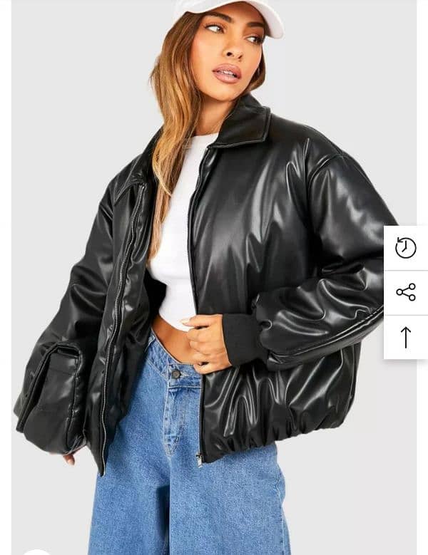 Oversized baggy black leather faux jacket 7