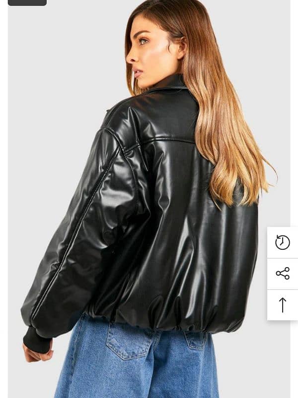 Oversized baggy black leather faux jacket 8