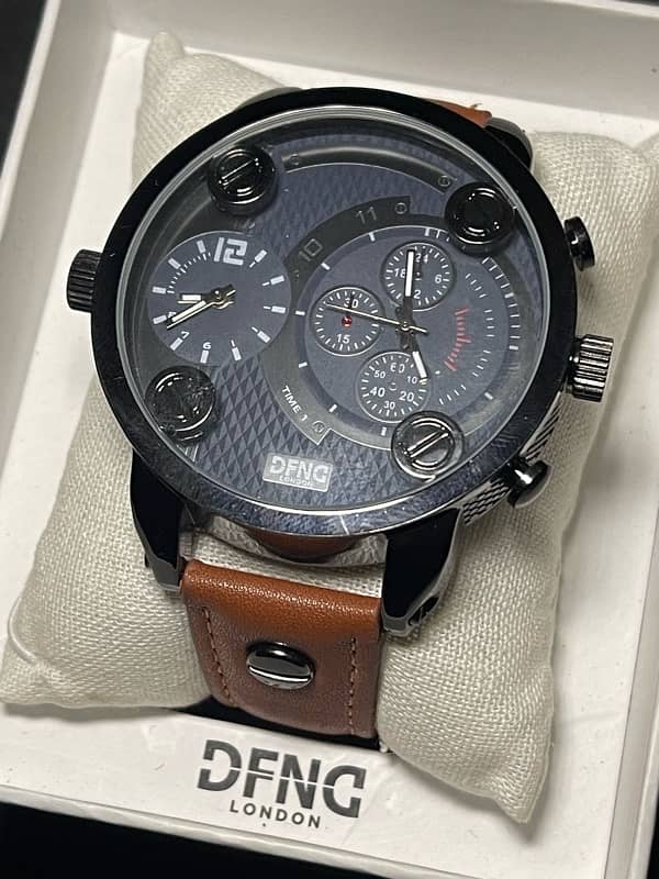 DFND London Leather Mens Watch | Dual Movement | Big Dial | 5