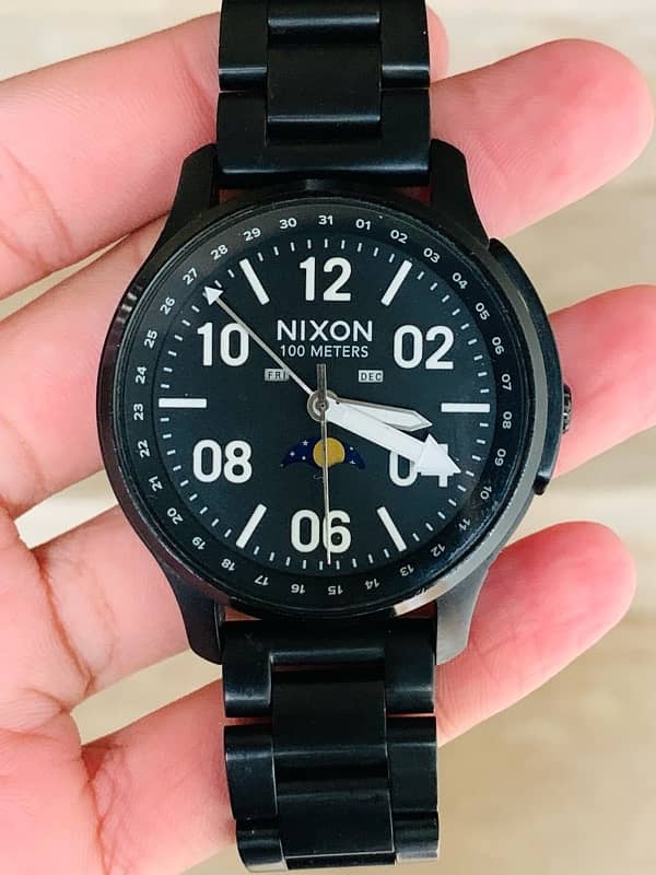 Nixon Ascender Moonphase Men’s Original $$ Black Watch 42mm Dial Size 8