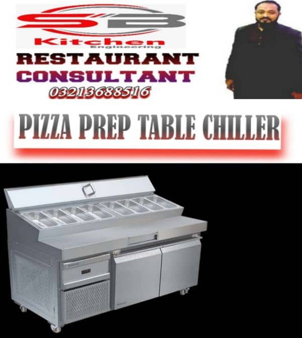 Pizza prep table pizza oven dough mixer fryer hot plat commercial 0