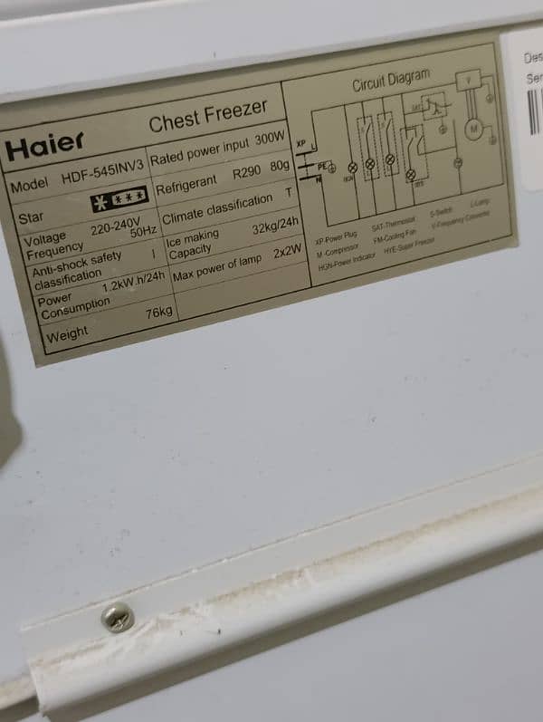 Haier deep freezer 545 invater new only 1 month used full warranty 2