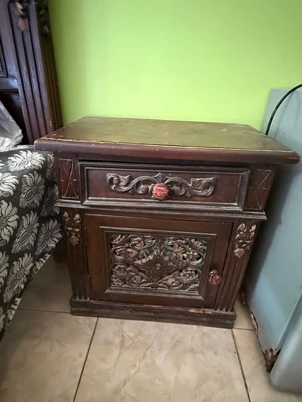 furniture for sell Bed with Mattress dressing table and 2 side drawer 6