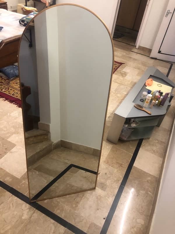 standing mirror with golden borders 0