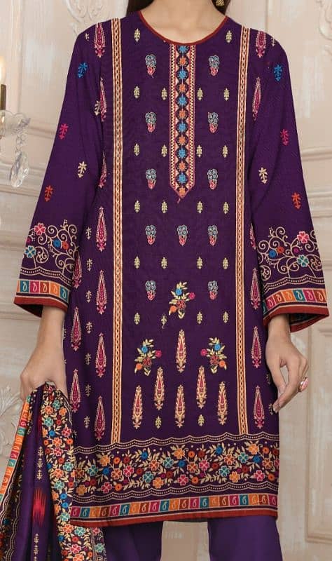 Elegant Khaddar - Dhank 3 Piece Suit Winter Collection's 3